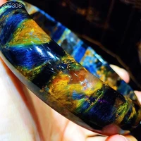natural blue pietersite chatoyant bangle bracelet round gemstone inner diamater 60 5mm cat eye stone for women aaaaaa