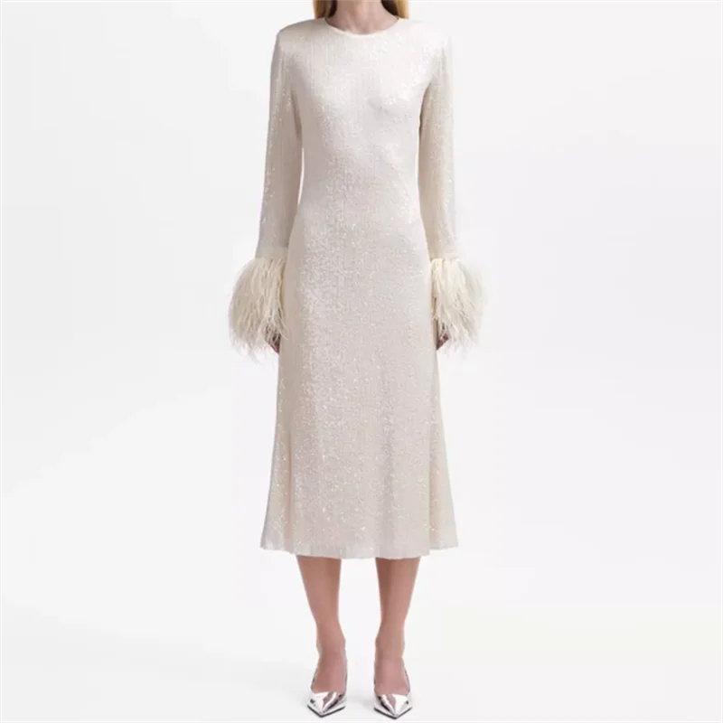 Женские платья Новое высококачественное длинное платье из смеси блесток на