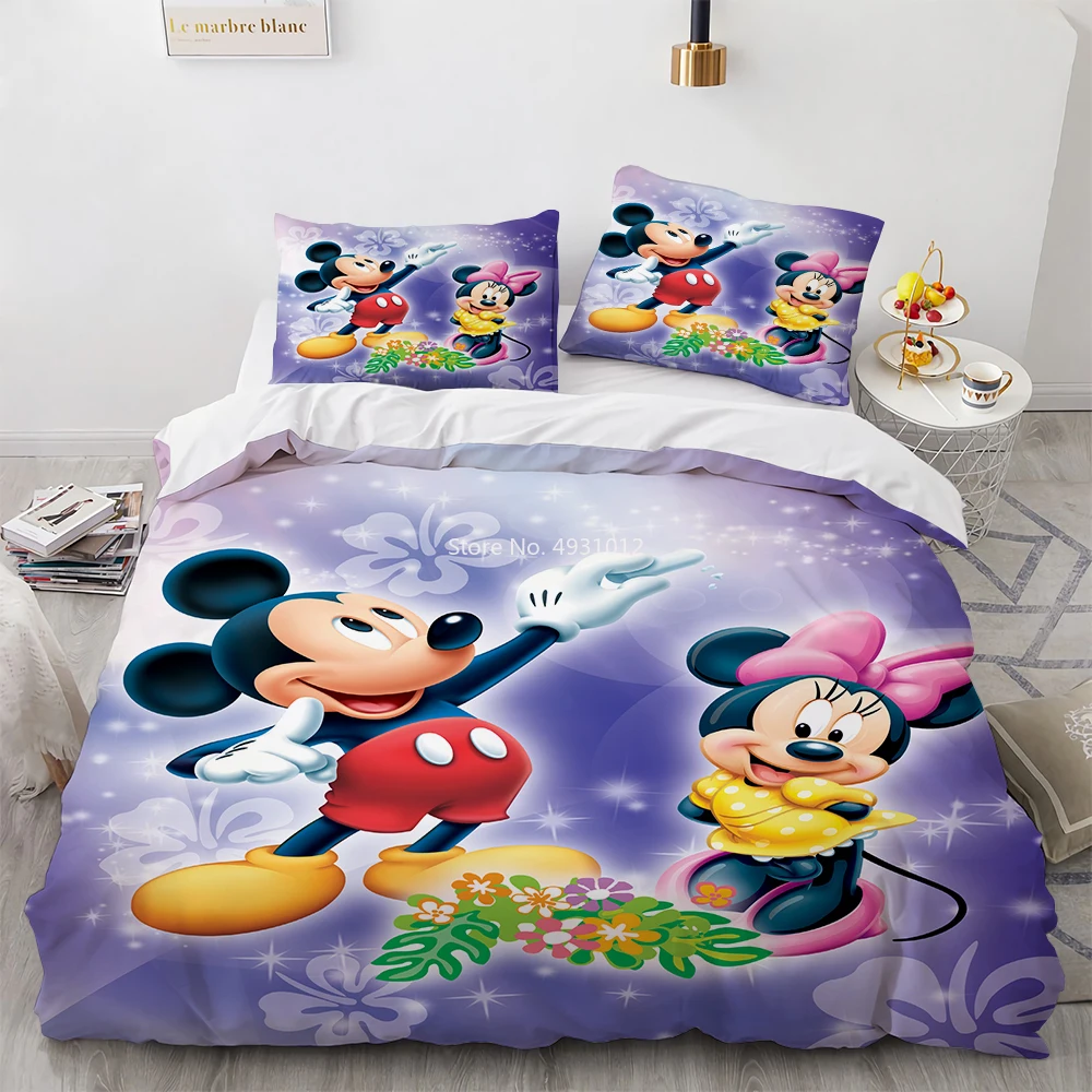 

Cartoon Mickey Minnie Mouse 3D Duvet Cover Set Twin Bedroom Decor for Children Kids Boy Girl Queen King Size Bedding Set