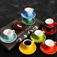 80ml espresso coffee mug set colored glaze ceramic coffee cupsaucer home kitchen accessories drinkware