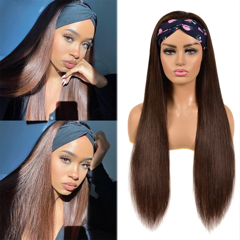 Ed Straight Hair Headband Wigs For Black Women Cranberry Hair Peruvian Full Machine Made Human Hair Wigs