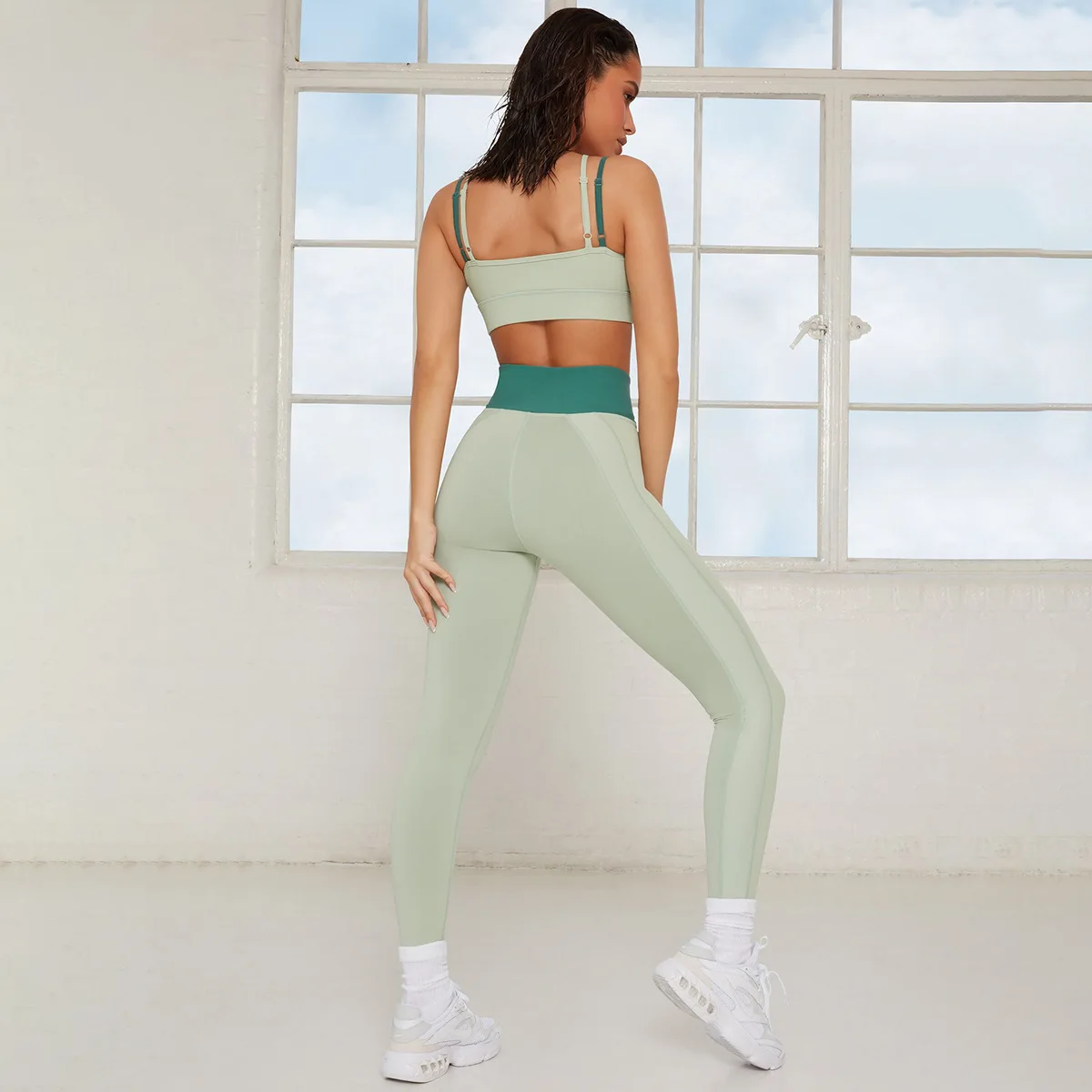 Seamless Leggings High Waist Yoga Pants Gym Clothes Fitness Leggings Long Short Sleevs Crop Top Sexy Bra Sports Shorts For Women