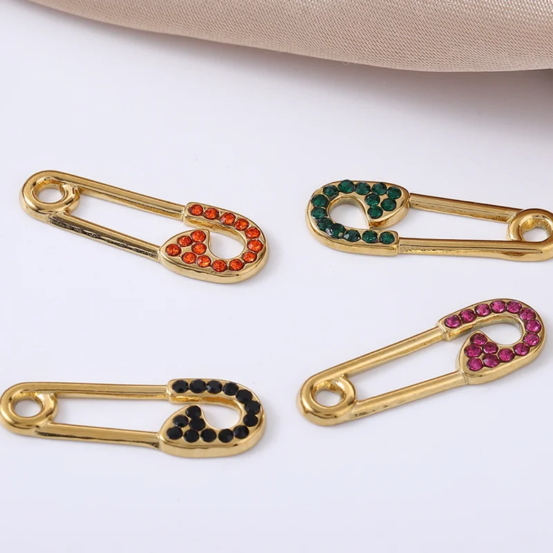 

Paperclips Charms Pendants For Women Bohemian Stainless steel Diamond Ornament Beads for Bracelet DIY Earring Jewelry Making