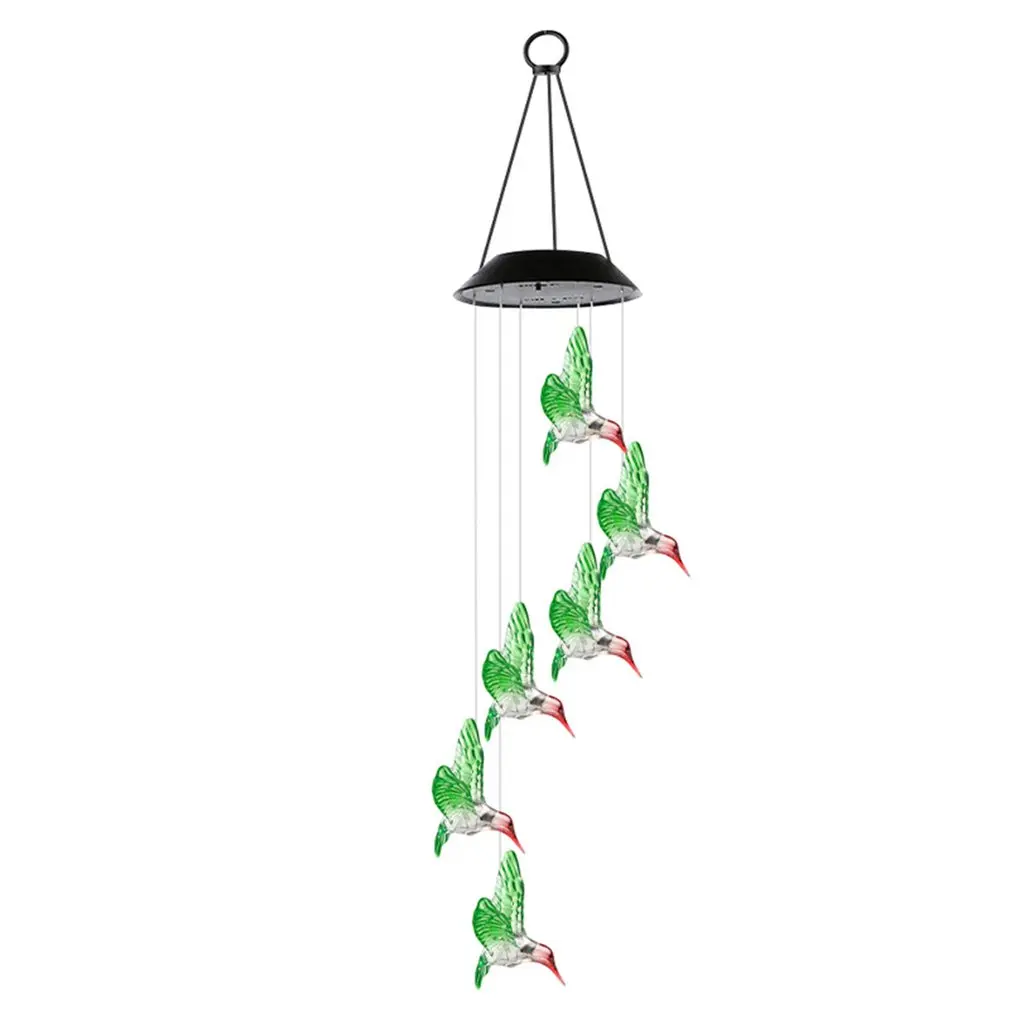 

Color Changing Solar Power Wind Chime Crystal Ball Hummingbird Butterfly Waterproof Outdoor Windchime Light for Patio Yard Guard