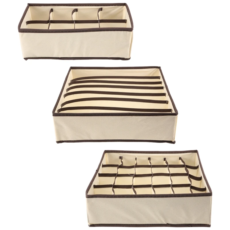 

3Pcs Fabric Clothes Drawer Organisers,Drawer Organiser Divider, Foldable Storage Box For Underwear,Socks And Clothes