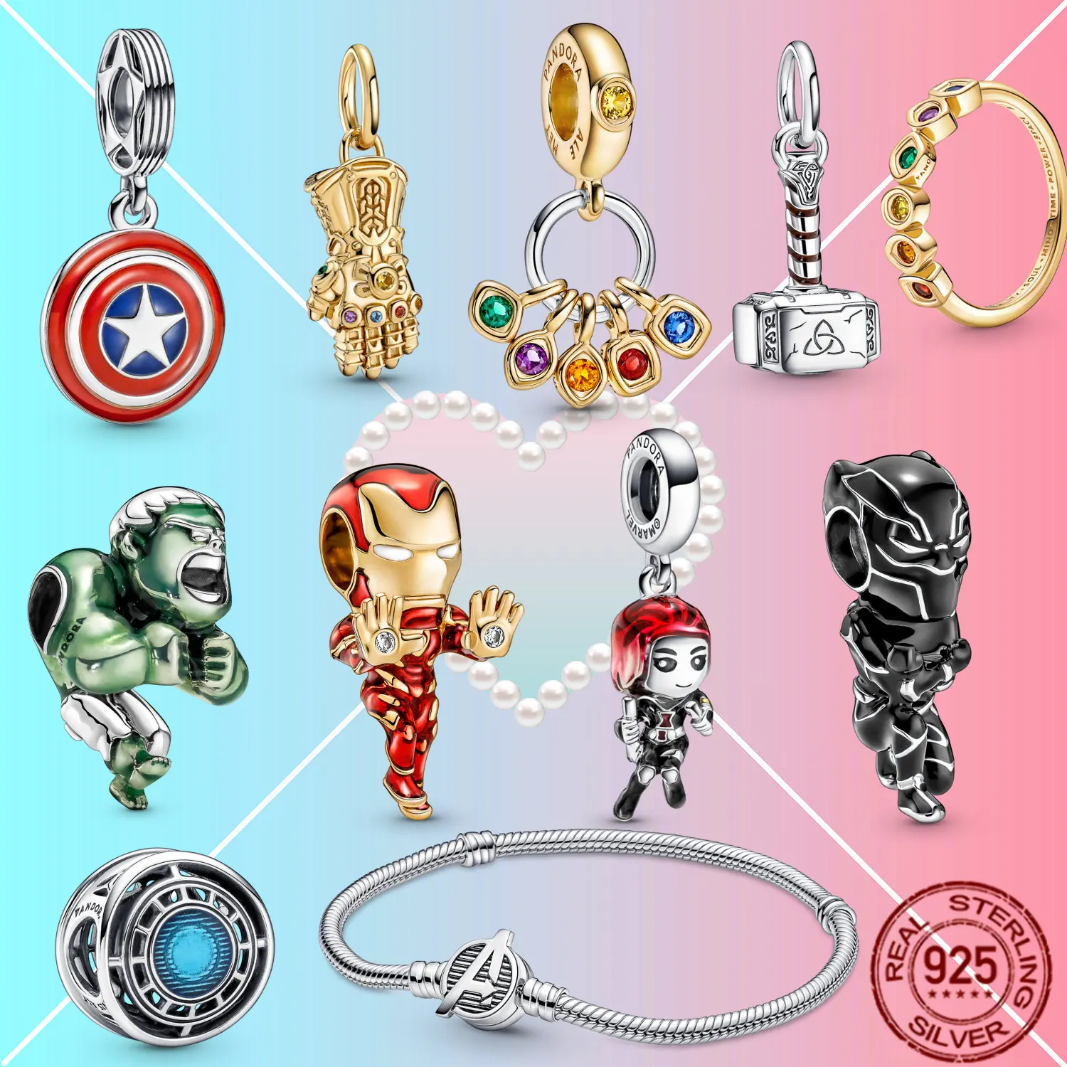

Real 925 Silver Charm Shiny Zircon Steel Charm Hulk Widow Pendant Fit Original Pandora Necklace For Women Jewelry