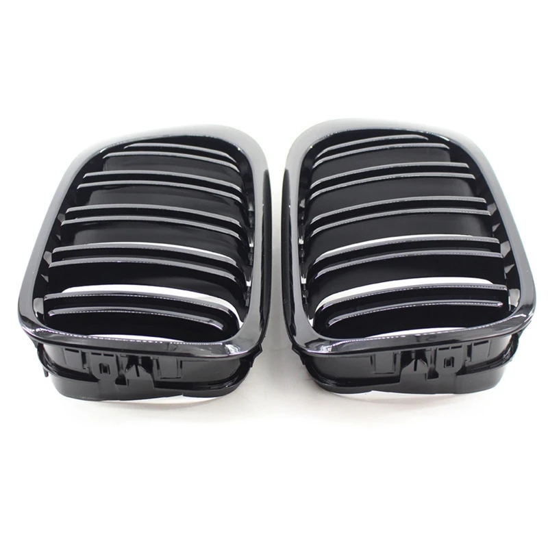 

2Pcs Glossy Black Double Rims Grille M Style Modified Baking Varnish for BMW E46 2 Doors 98-02 Year Car Accessories