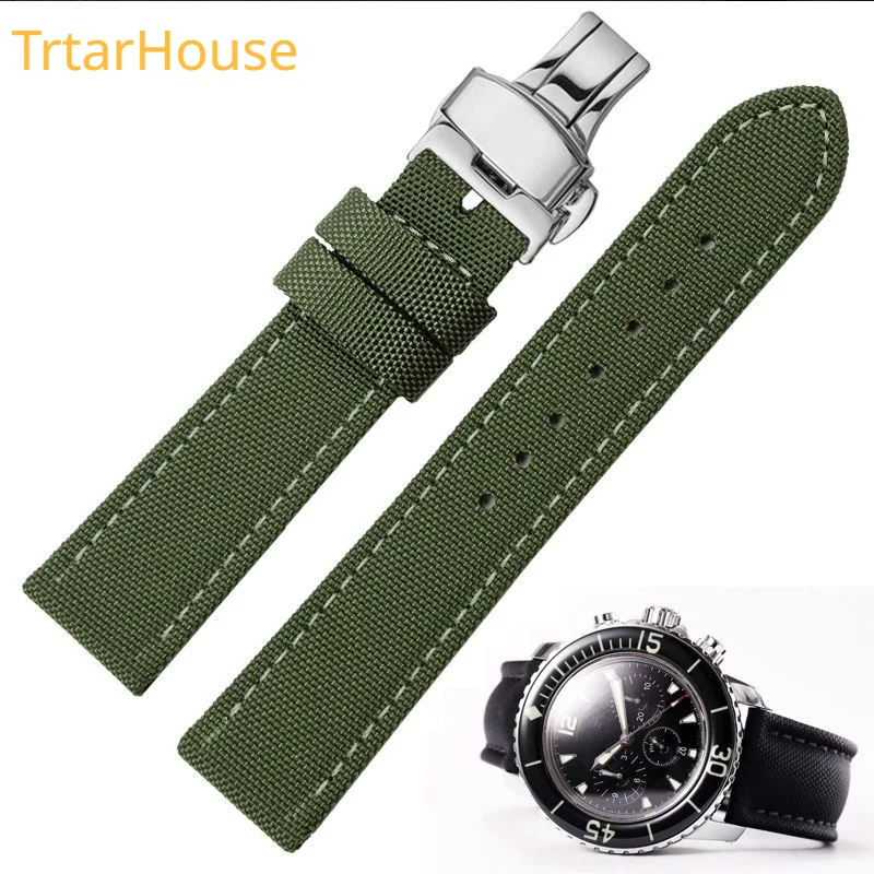 

for Blancpain Fifty Fathoms 5000 Watch Accessories Watch with Nylon Waterproof Canvas Watch Strap Butterfly Buckle Strap 23mm