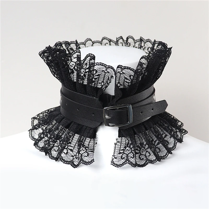 

Женское винтажное ожерелье Dark Goth Style, Черное Кожаное кружевное ожерелье в стиле Лолиты, эстетическая цепочка