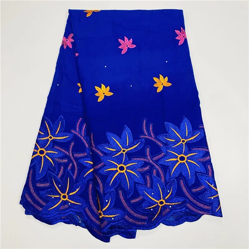 

5 Yard Swiss Voile Lace Fabric Lafaya Heavy Beaded Embroidery African 100% Cotton Popular Dubai Style For Party Cloth Material