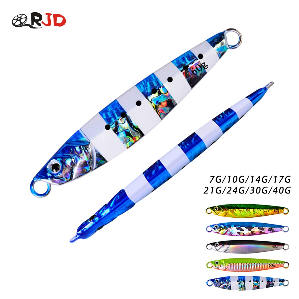 

ORJD Metal Micro Jig Lure Weight 7g-40g Metal Slow Jigging Lures Hardbait Spoon Lures Trolling Hard Bait Bass Fishing Bait