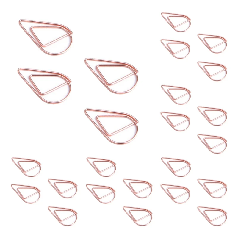 

NEW-400 Pcs Rose Gold Cute Paper Clips, Smooth Drop-Shaped Paper Clips For Office School Student(1 Inch / 25Mm)