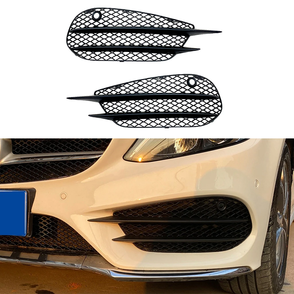 

Black Front Bumper Grill Grid Fog Light Cover Fit For Mercedes-Benz C-Cl W205 C180 C200 C260 2015-2018 AMG Modification