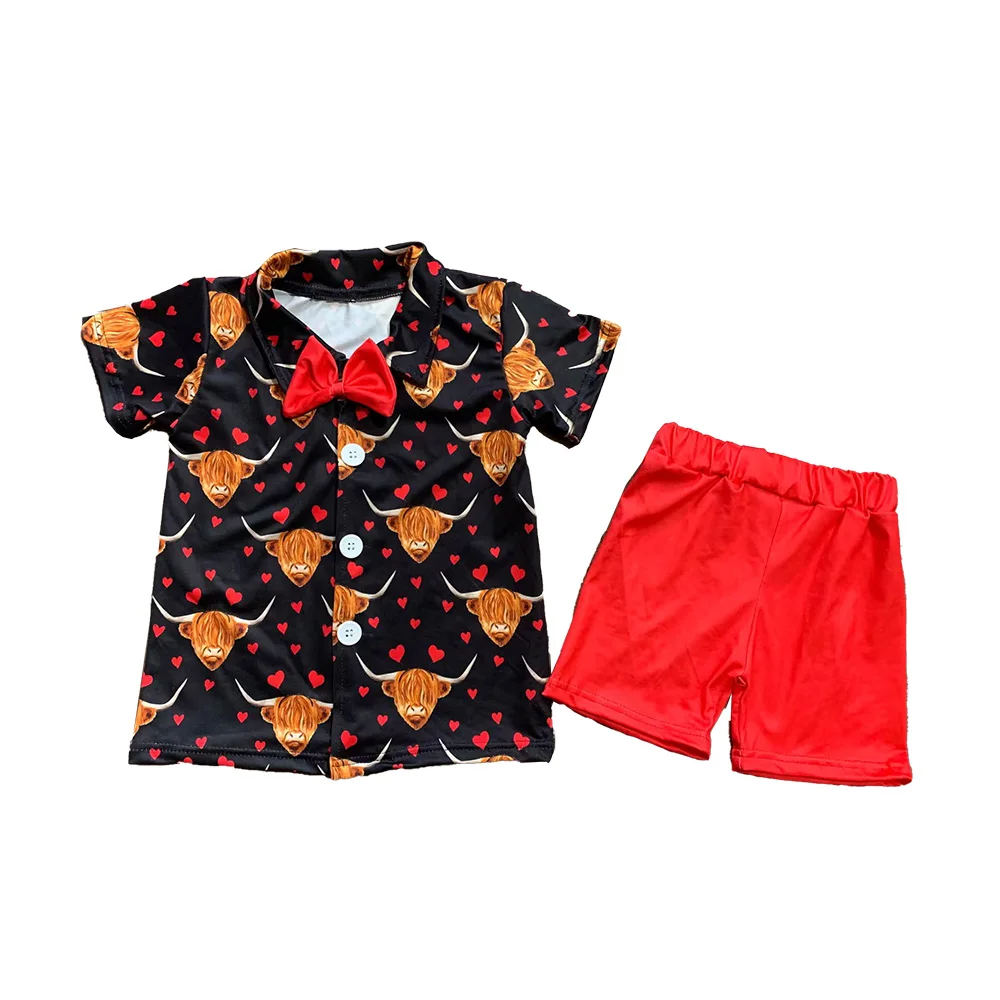 

Boutique Kids Western Bull Outfit Smmer 4th Of July Shorts Boys Clothes Sets
