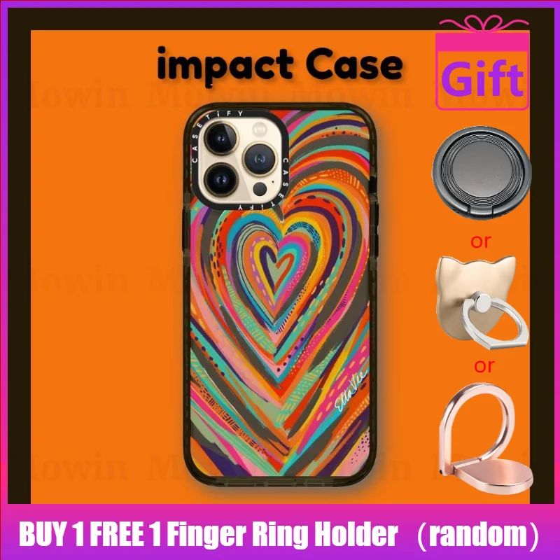 

iPhone Case Silicone Soft Shockproof Translucent Black Colorful Watercolor Heart Art For iPhone 11/12/13 Pro Max 7/8Plus XS MAX