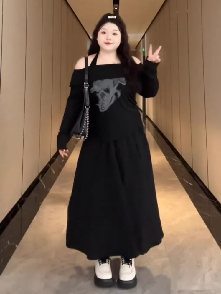 Женский комплект с юбкой на подтяжках больших размеров новинка 2024 ранняя осень