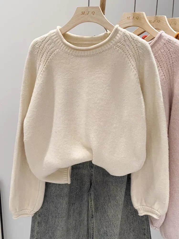 Наслаждайтесь модным 2024 новый мягкий эластичный свитер с круглым вырезом и