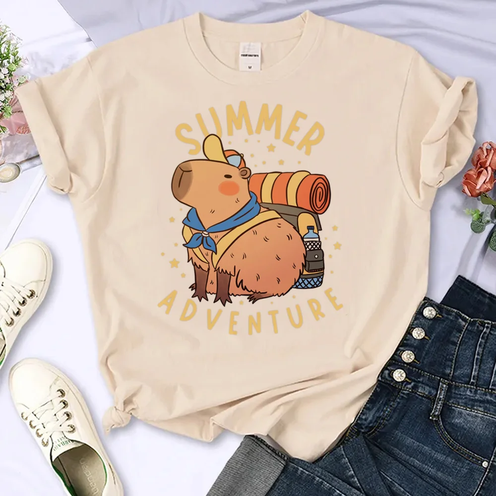 

Capybara t shirt women designer summer Y2K t shirt girl harajuku clothes