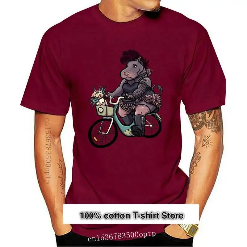 

Camiseta divertida de Hippo On An para hombre, Camisa de algodón con cuello redondo, de manga corta, 100%, de verano, 2021