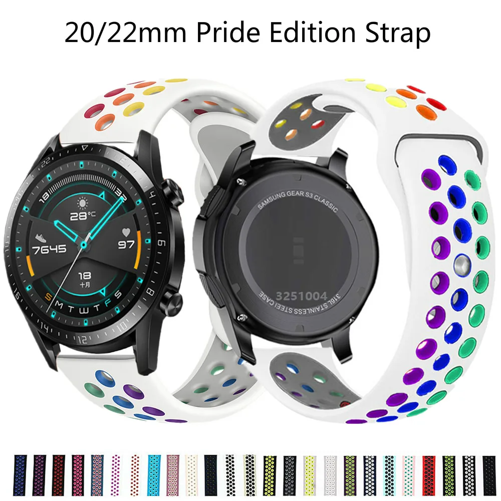 

Ремешок силиконовый для Huawei watch GT3 3 Pro GT 2e, браслет для Samsung Galaxy Watch 3 4 5 PRO Active 2 Gear S3, 42 мм 46 мм