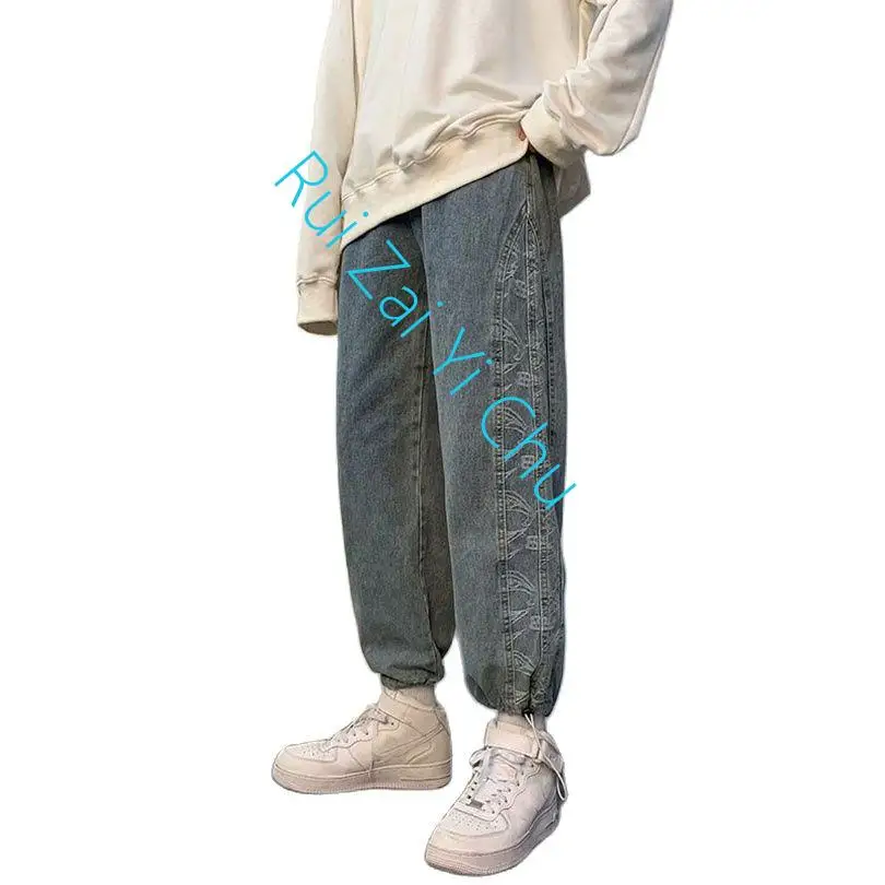New Men's Tracksuit Jogging Jeans Harajuku Hip Hop Trousers Jogger Spring Korean Clothing 2023 Men Denim Pants
