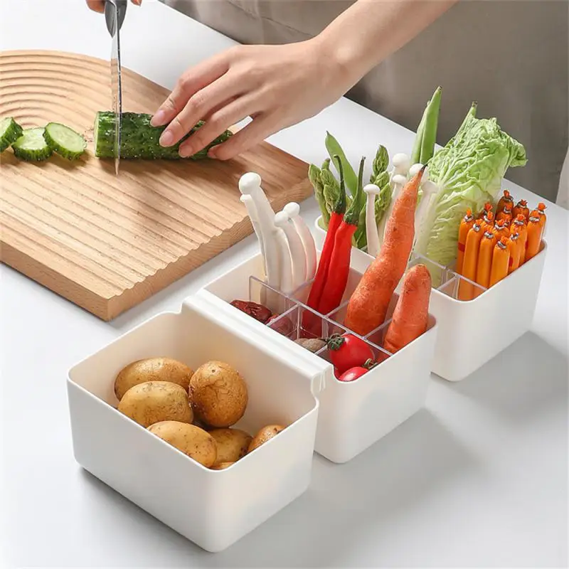 

New Refrigerator Side Door Storage Box Kitchen Sorting Food Scallion Ginger Garlic Egg Fresh-keeping Box Household Plastic Inner