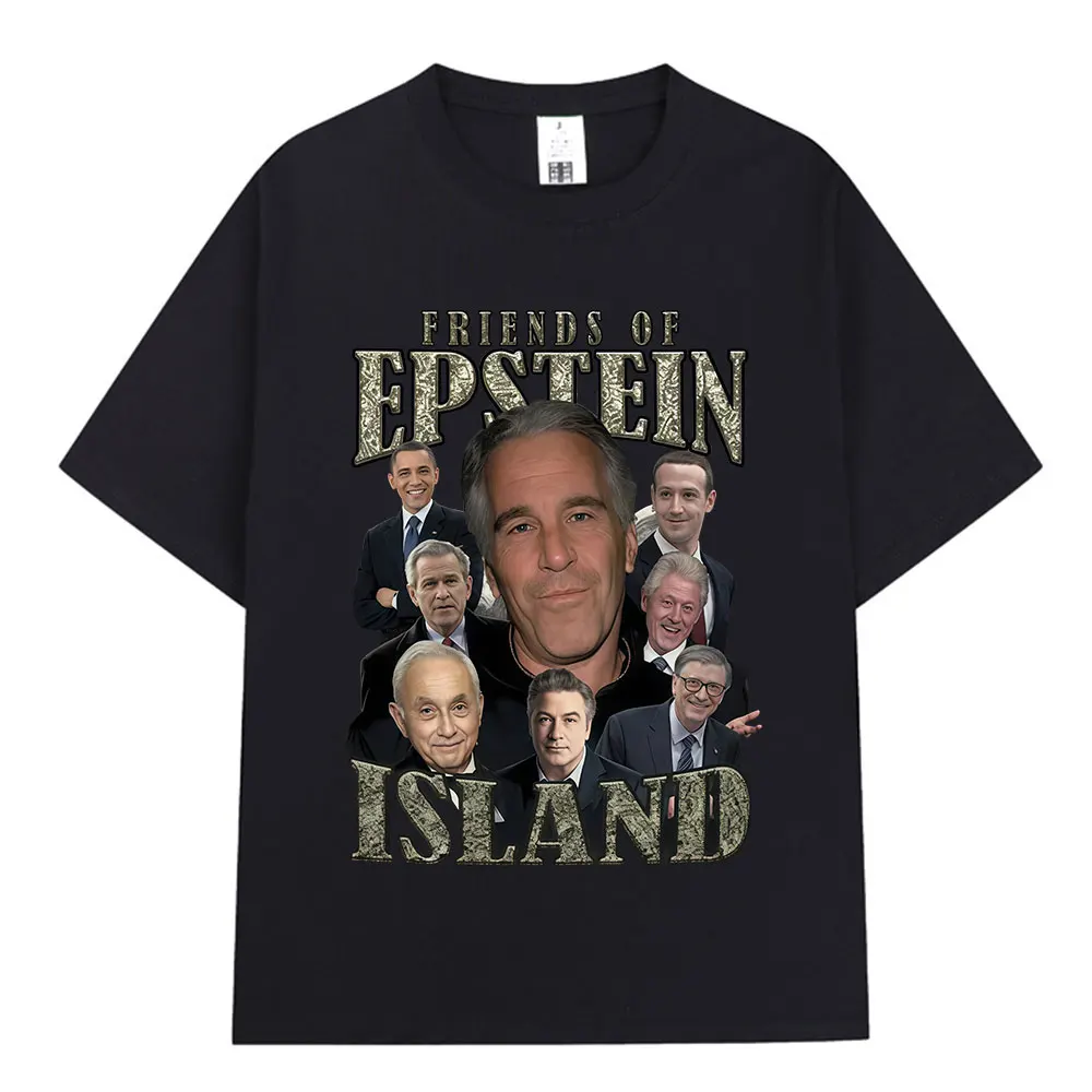 Фото Футболки с забавным принтом Island Jeffrey Epstein, мужская и женская одежда, модные футболки с короткими рукавами, хлопковая повседневная футболка, уличная одежда №1
