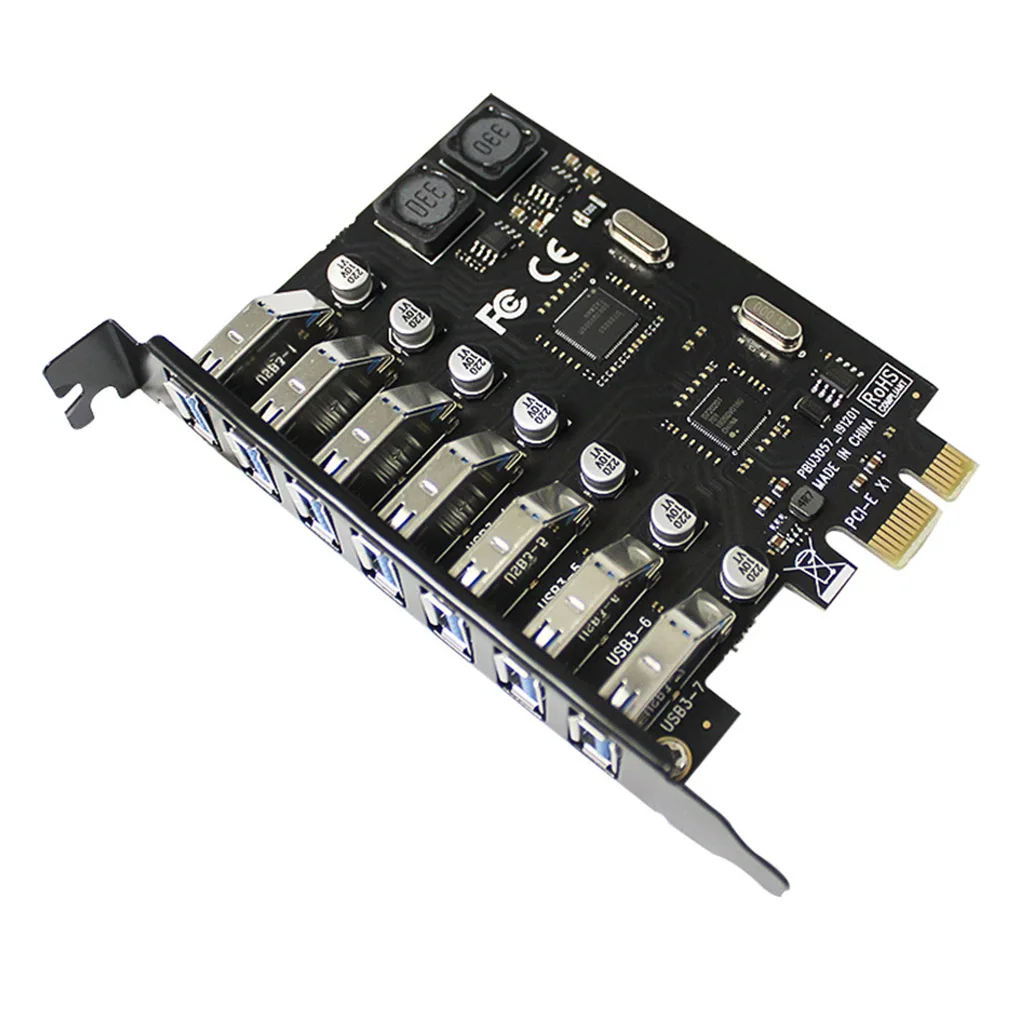 

PCI-E 1 to USB 3.0 Express Controller Expansion Card 7-ports Converter Desktop Adapter Component Electrical Accessories