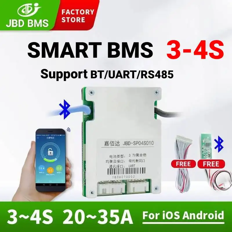 JBD Smart BMS 4S Lifepo4 Bms 12V Balance lifepo4 20A 30A 35A Щит защиты печатной платы для литий-ионных 18650 аккумуляторных батарей Ebike