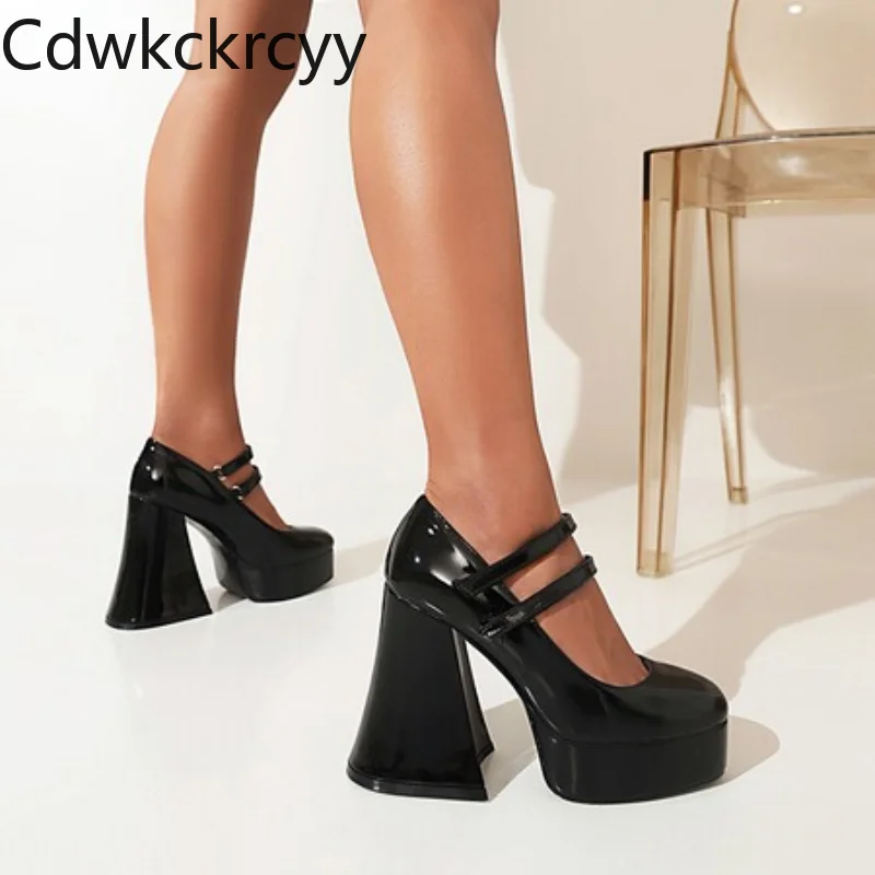 

Женские Туфли Мэри Джейн, простые туфли на толстом каблуке, с круглым носком, высокий каблук, весна-осень