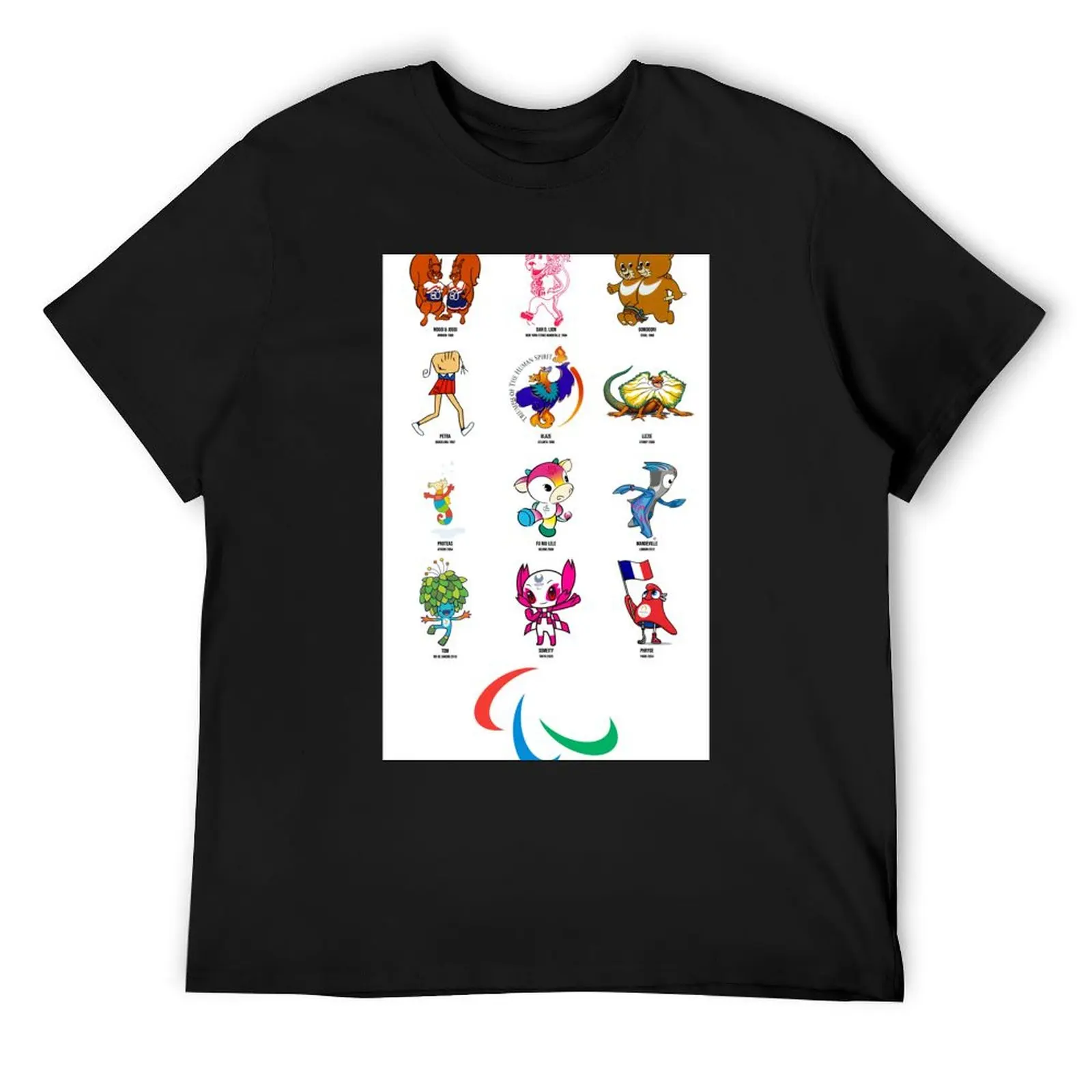 Футболка Paralympics Mascots винтажная рубашка с аниме винтажные рубашки больших