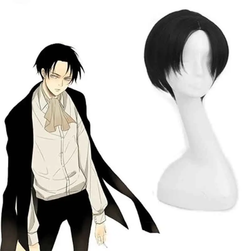 Парик для косплея Леви Аккермана из атаки на Титанов аниме синтетических волос с