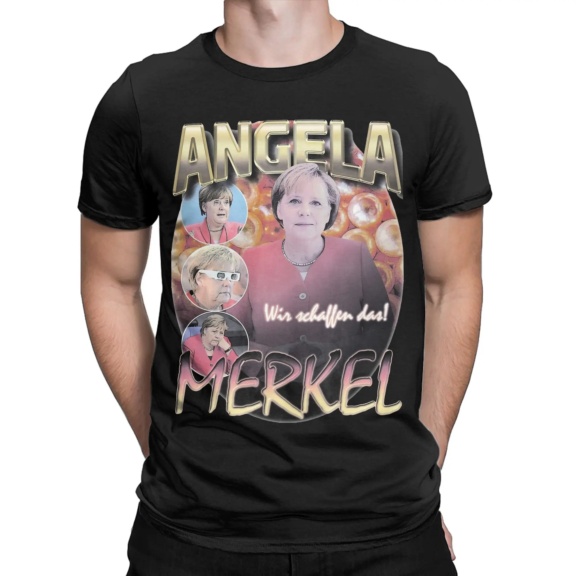 Мужские футболки Angela Merkel Rap Bootleg забавные хлопковые с короткими рукавами одежда