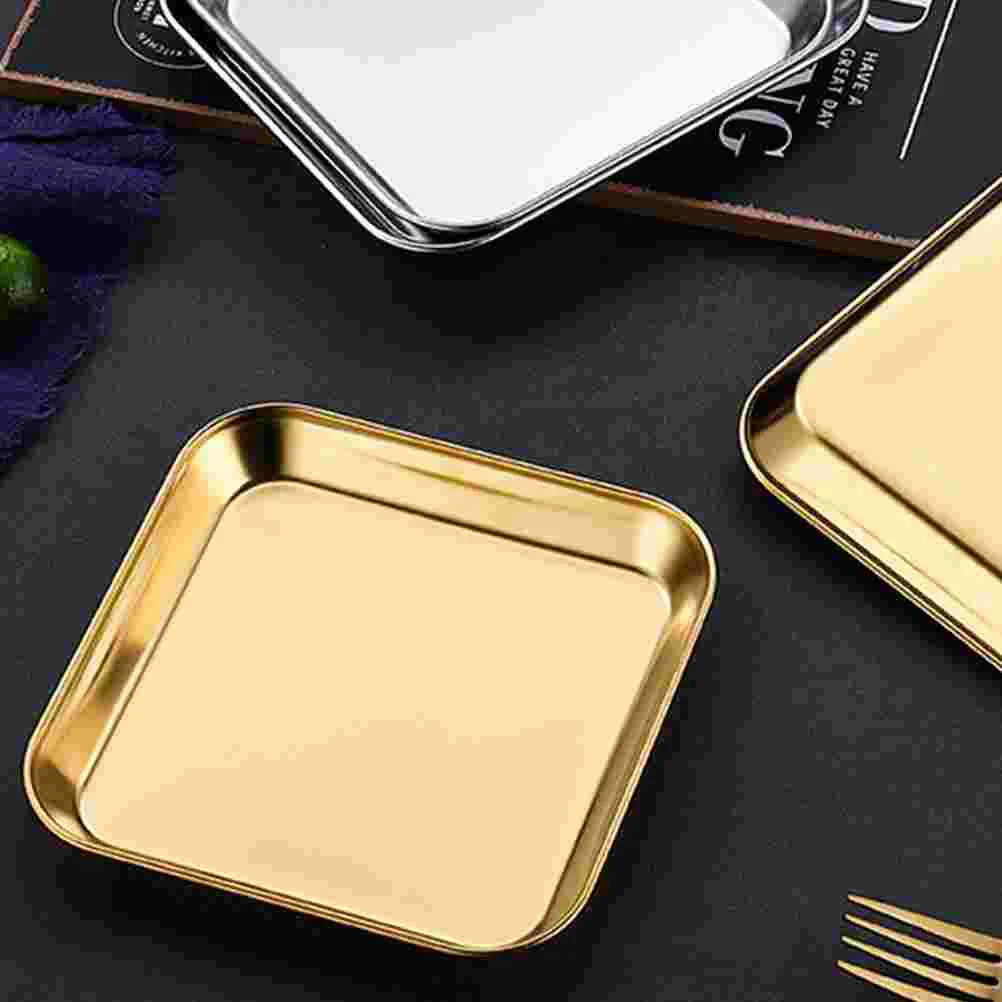 

Tray Plate Steel Stainless Serving Dinner Jewelry Display Fruit Holder Meat Dessert Board Towel Guest Towels Hand Steak Storage