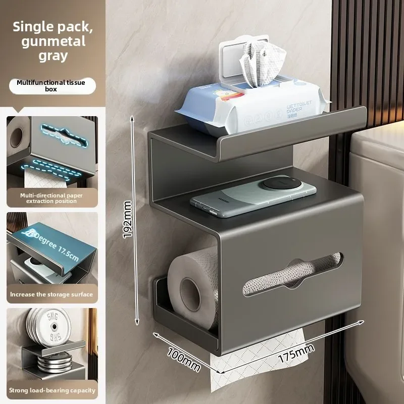 

Настенный Держатель Для Туалетной Бумаги, Полка Для Хранения В Ванной, Без Сверления, Диспенсер Для Рулонов Бумаги