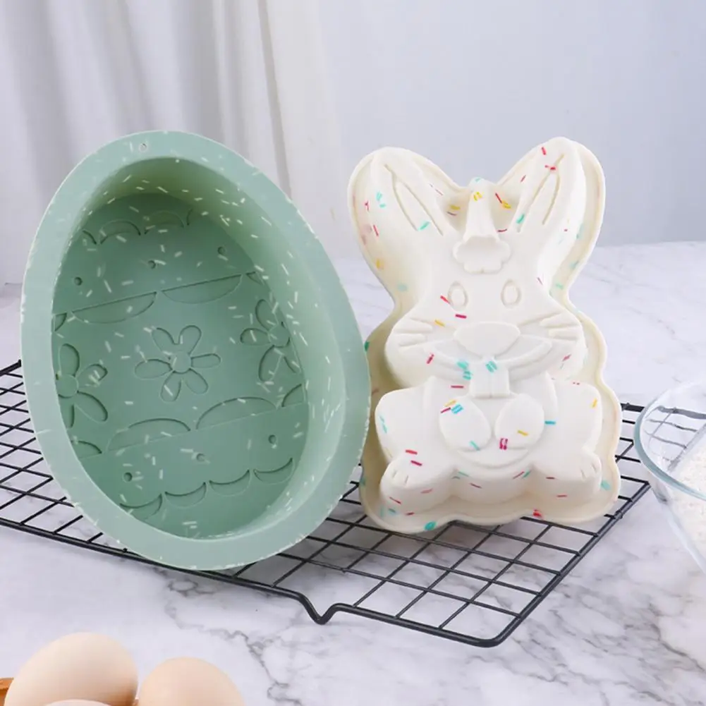 

Dessert Mold Food Grade Heat Resistant Silicone Easter Bunny Egg Shape Cake Mold for Home