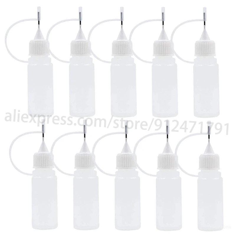 50/100pcs 10ml Empty Plastic Dropper Bottles Squeezable Needle Tip Bottle Applicator Refillable, with Long Tip Caps for Glue DIY