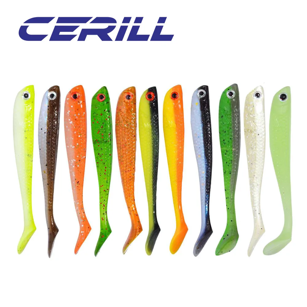 

Cerill 5 PCS 75mm 2.8g Soft Lure Jigging Wobblers Pike Silicone Shiner Worm Bait Artificial Swimbait T Tail Carp Fishing Tackle