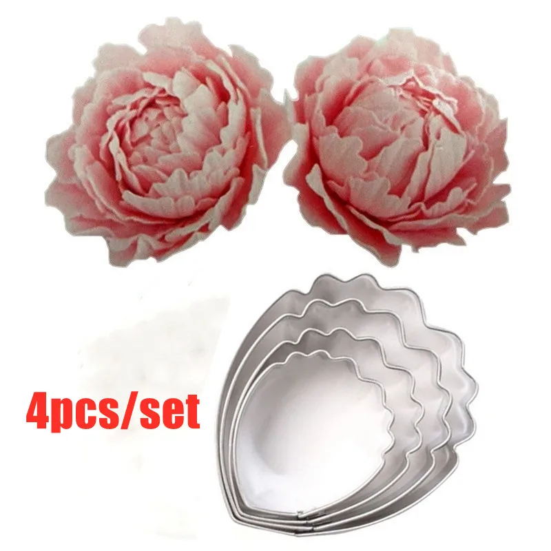 

4pcs Peony Flowers Cake Fondant Plunger Cutter Decorating Mould Baking Mold