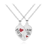new fashion creative big little sisters heart jigsaw puzzle pendant necklace set