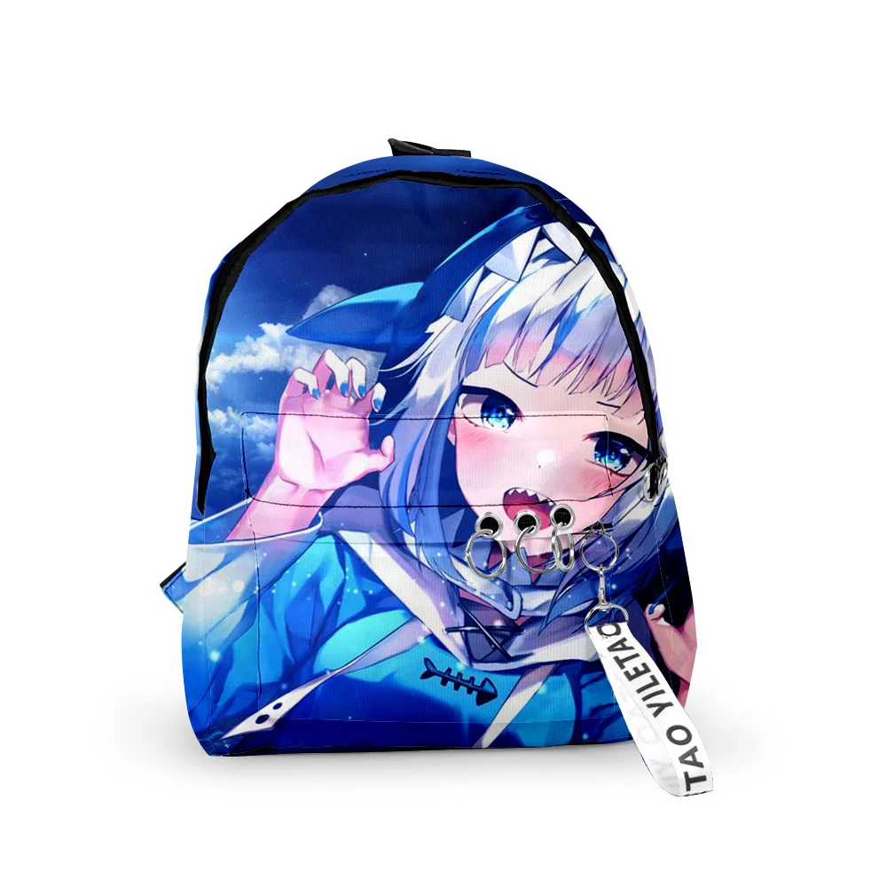 

Hip Hop Gawr Gura Cute Shark Backpacks Boys/Girls pupil School Bags 3D Print Keychains Oxford Waterproof Cute Small Backpacks