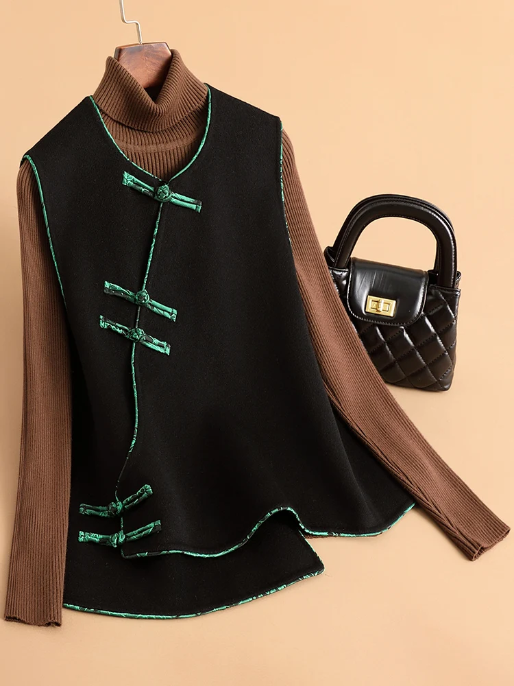 Осень-зима 2024 новый жилет двустороннее кашемировое пальто женское короткое