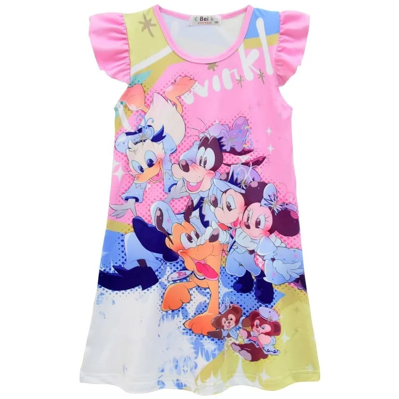 Милое детское платье с летающими рукавами и Микки Диснеем индивидуальная летняя
