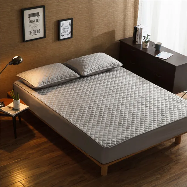 

200cm Quilted Mattress Cover Solid Color King Queen Size Quilted Bed Fitted Sheet Thicken Soft Bed Protector Pad Cover Mattress