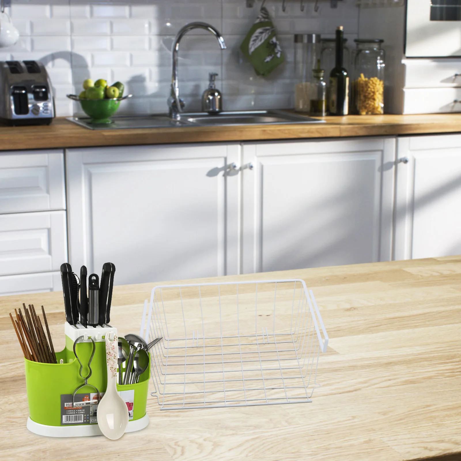 

1pc Under Cabinet Punch Free Storage Shelf Storage Rack for Kitchen (White)