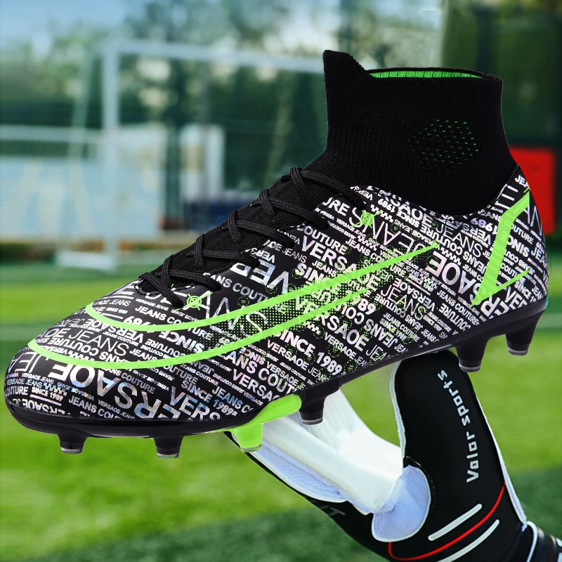 2022 New Men Soccer Shoes Football Boots Training Outdoor AG/TF Grass Non-slip Hight Ankle Comfortable Sneakers Trend Size 35-45