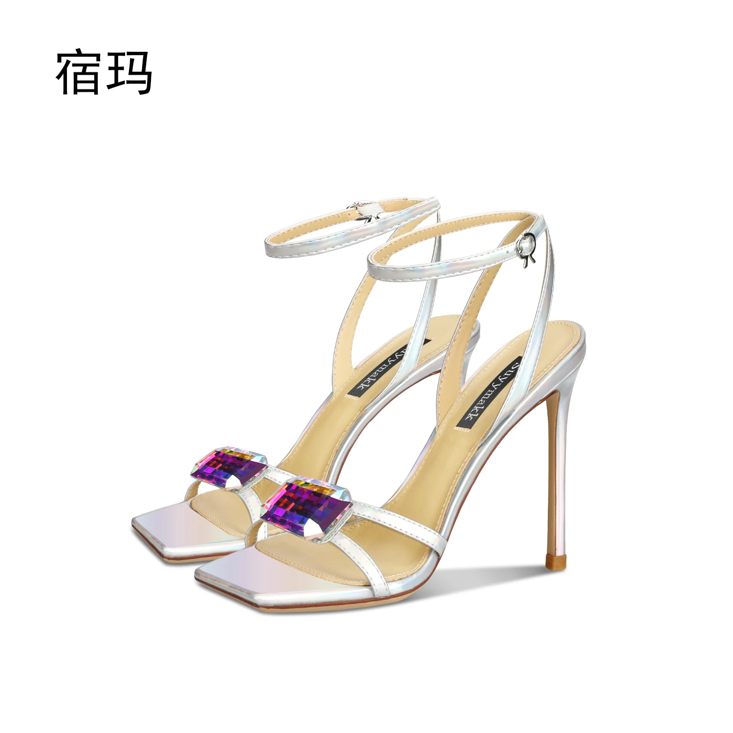Women's Gladiator Sandals Summer 2023 New Luxury Rhinestone Crystal Fashion Ankle Strap High Heels Open Toe Elegant Ladies Shoes