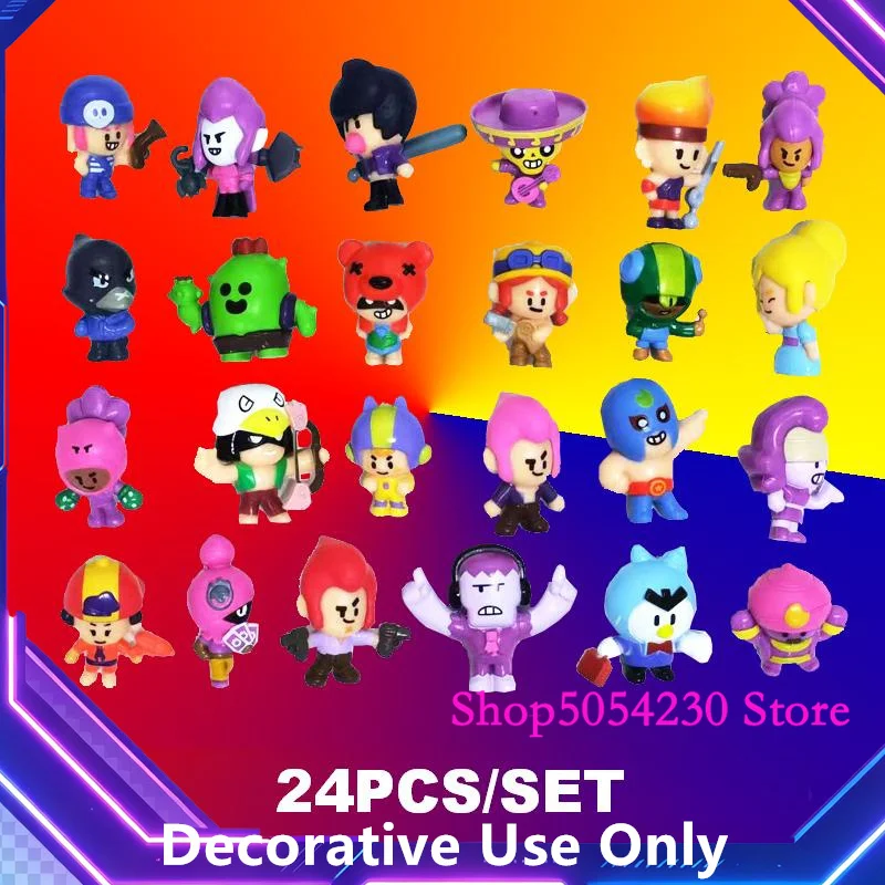 Фото Набор настольных украшений с персонажами мультфильмов Brawl Stars, милые фигурки Спайка и Ниты для повседневного декора, украшения для фанатов игры и подростков №5