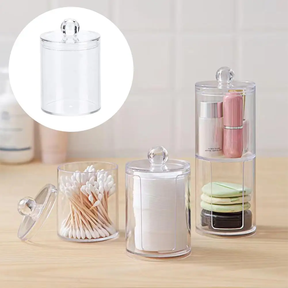 

New Plastic Circular Cotton Swab Box Acrylic Circular Cotton Storage PS Jewelry Box Transparent Swab Combination Box Stacka J2G1
