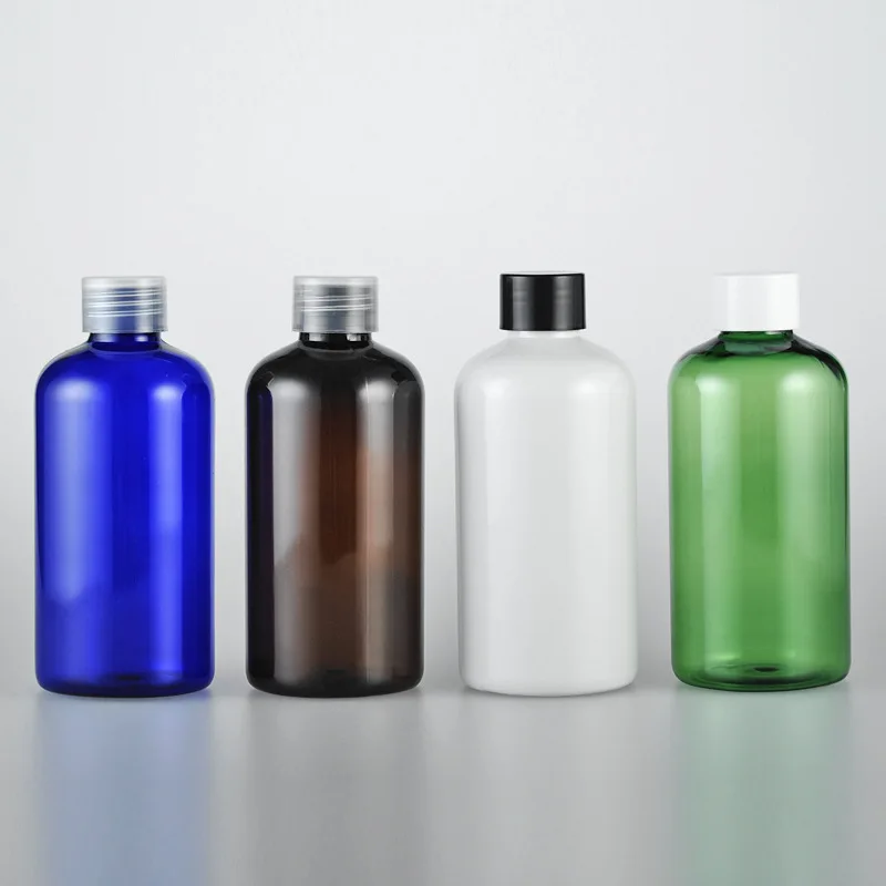 

White Brown Green Blue 220ML X 25 Plastic Bottles With Screw Lid Essential Oil Plastic Bottle Skin Care Cleaning Oil Containers